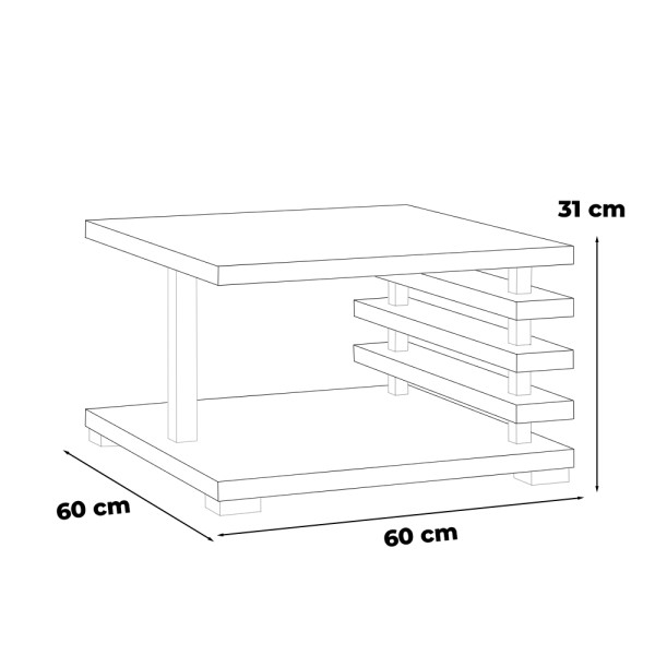 Stolik kawowy nosto mały nowoczesny 60cm lawa biały połysk