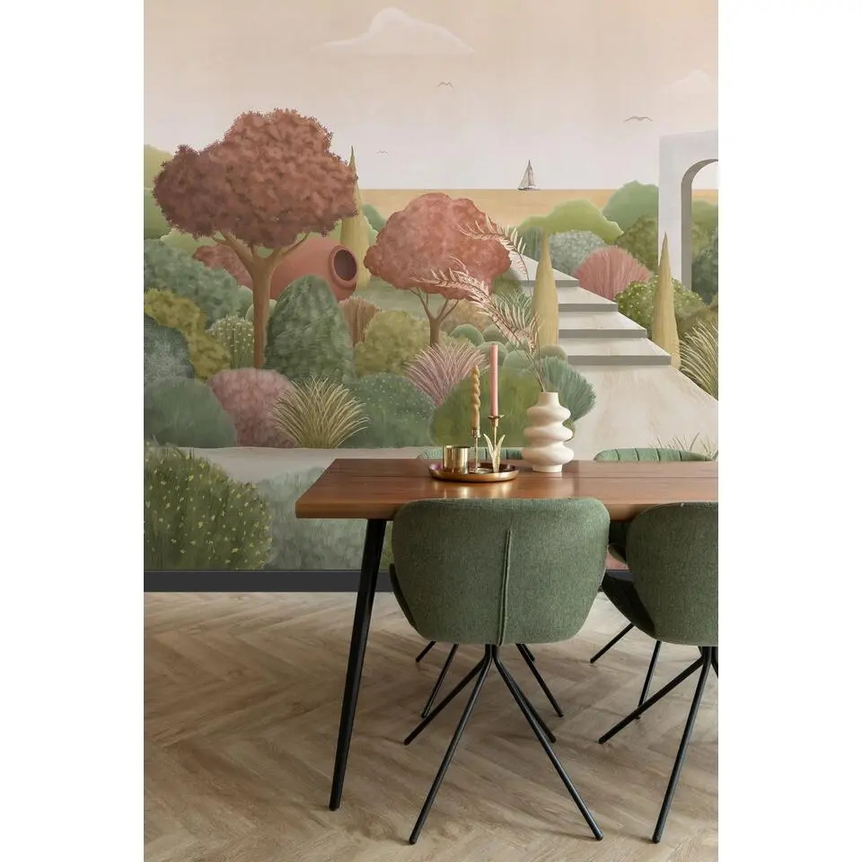 Sanders & Sanders fotobehang landschap met water groen en terracotta