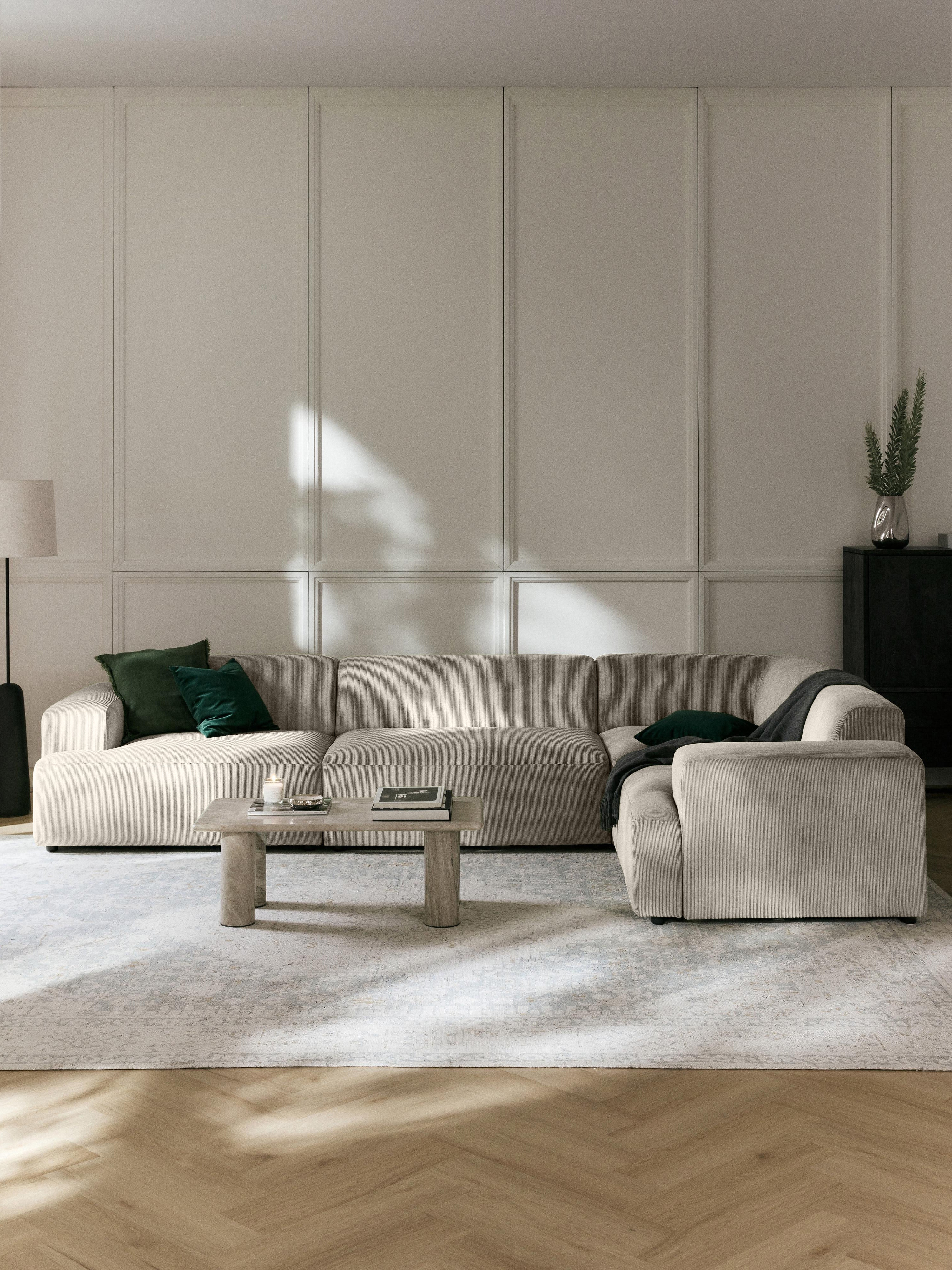Großes Cord-Ecksofa Melva (4-Sitzer)