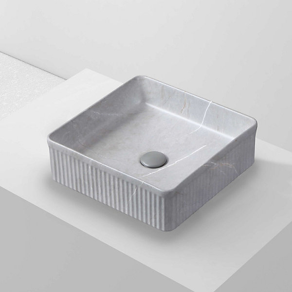 Lavabo à poser CORINTO IBI céramique 37,5x13x37,5 cm gris pietra