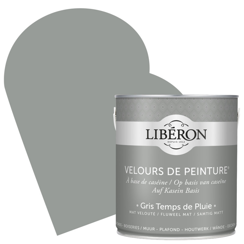Peinture pour murs Velours de Peinture gris temps de pluie mat 2,5 L LIBERON