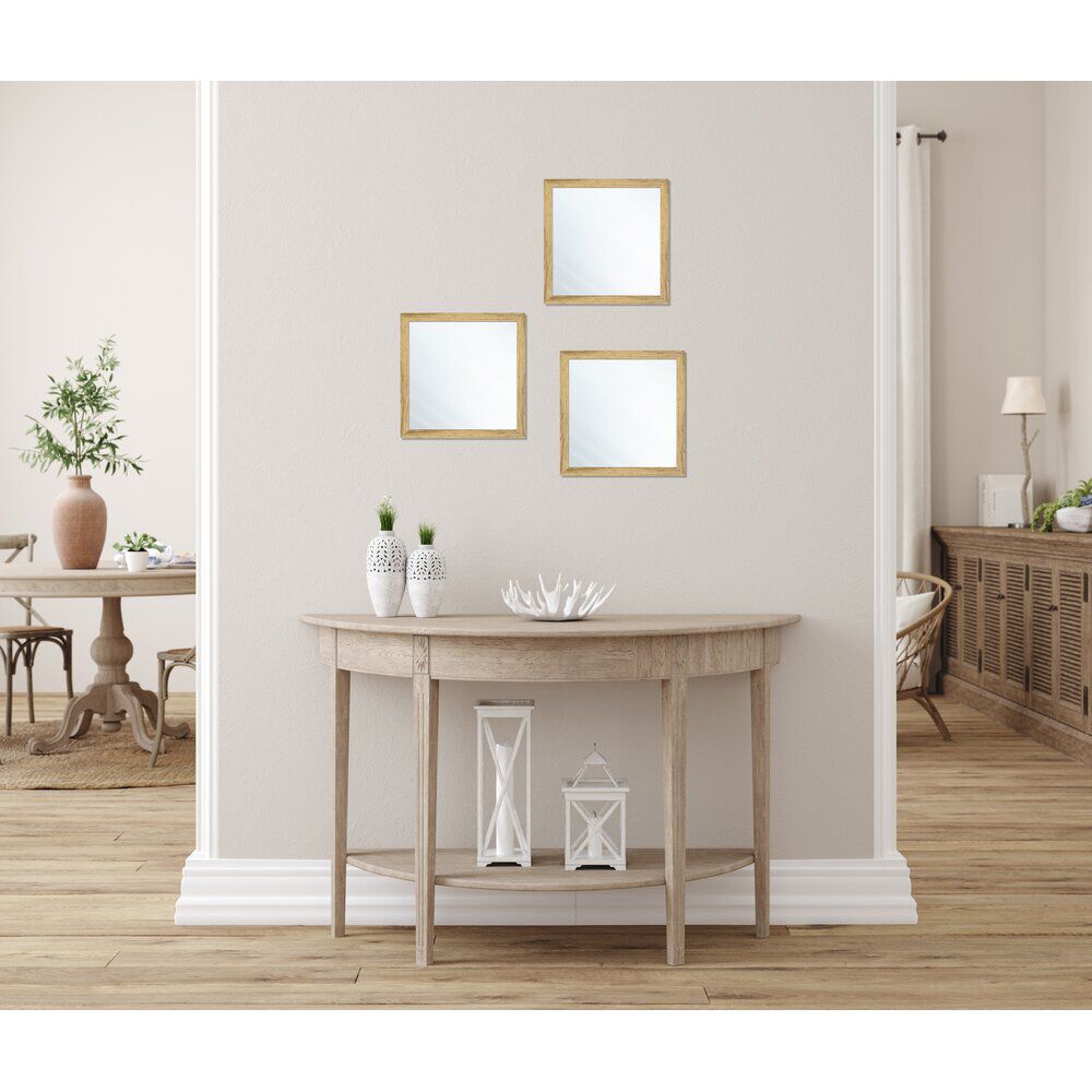 Miroir carré x3 en bois 22x22cm