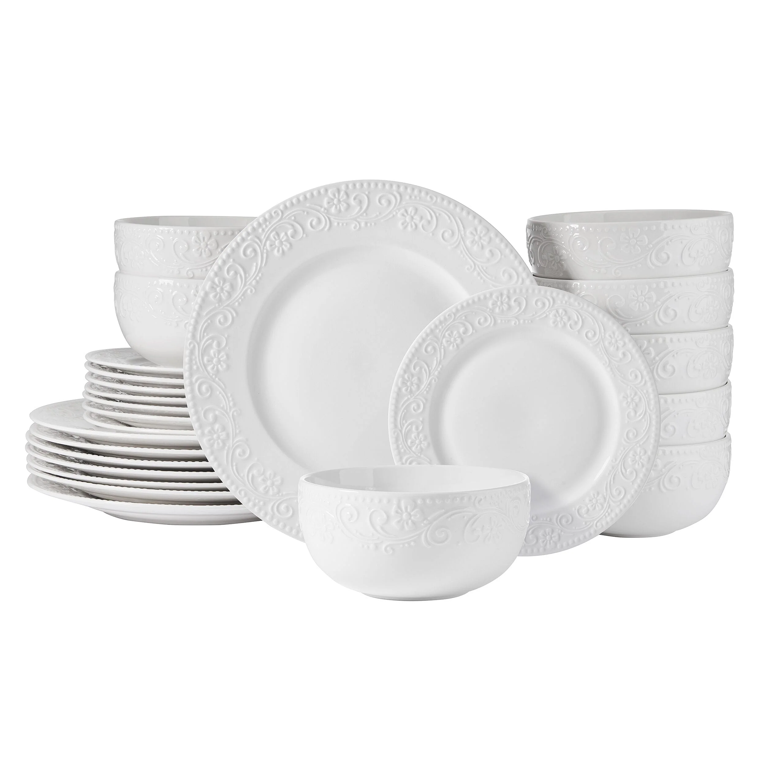 Textured Charm 24 Piece Dinnerware Set, Service for 8