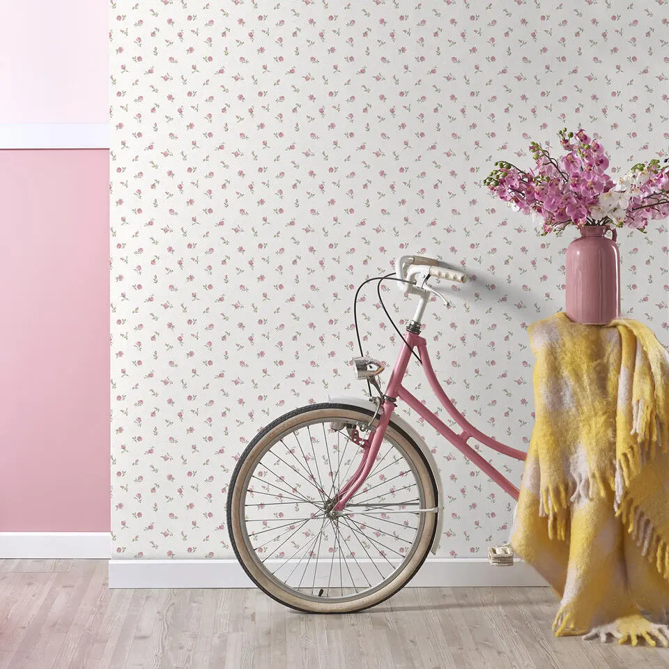 Sanders & Sanders behang bloemetjes oudroze en wit - 53 cm x 10 m