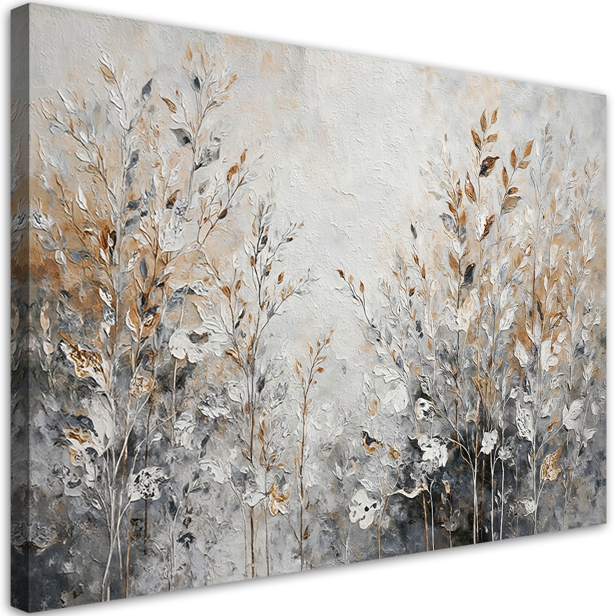 Feeby Obraz na płótnie, Rośliny Abstrakcja Botanika Złoty 60x40