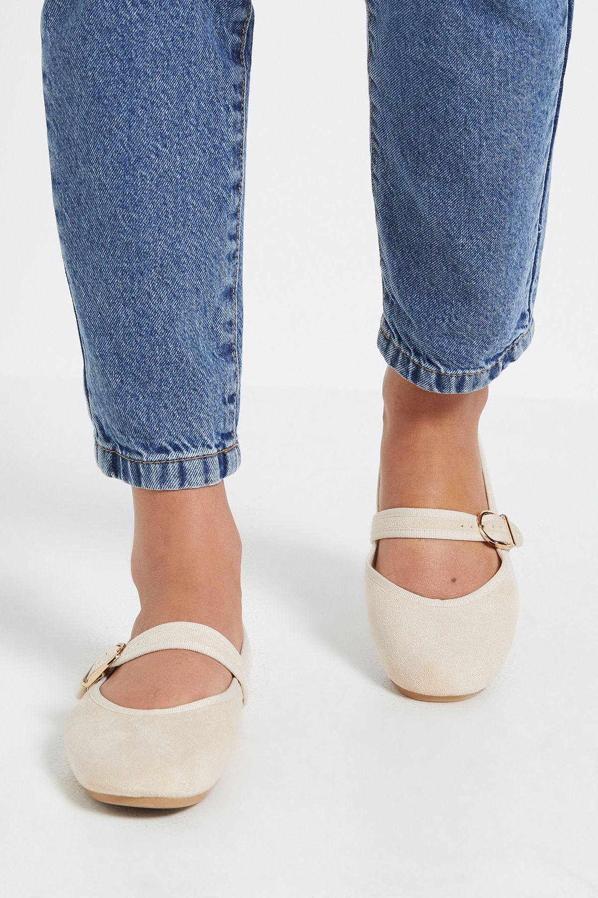 Dorothy Perkins Poppy Faux Suede MaryJane Buckle Ballet Pumps