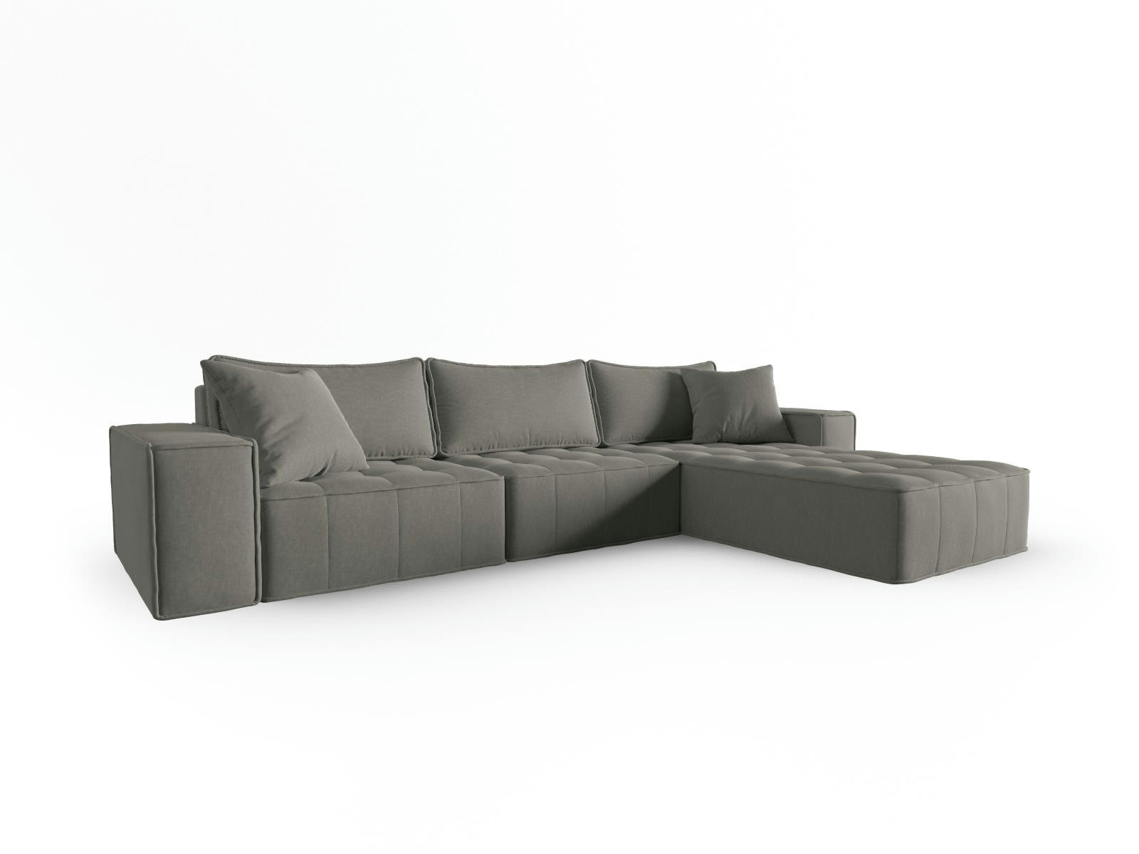 MIKE - Canapé d'angle droit modulable 5 places en tissu structurel gris