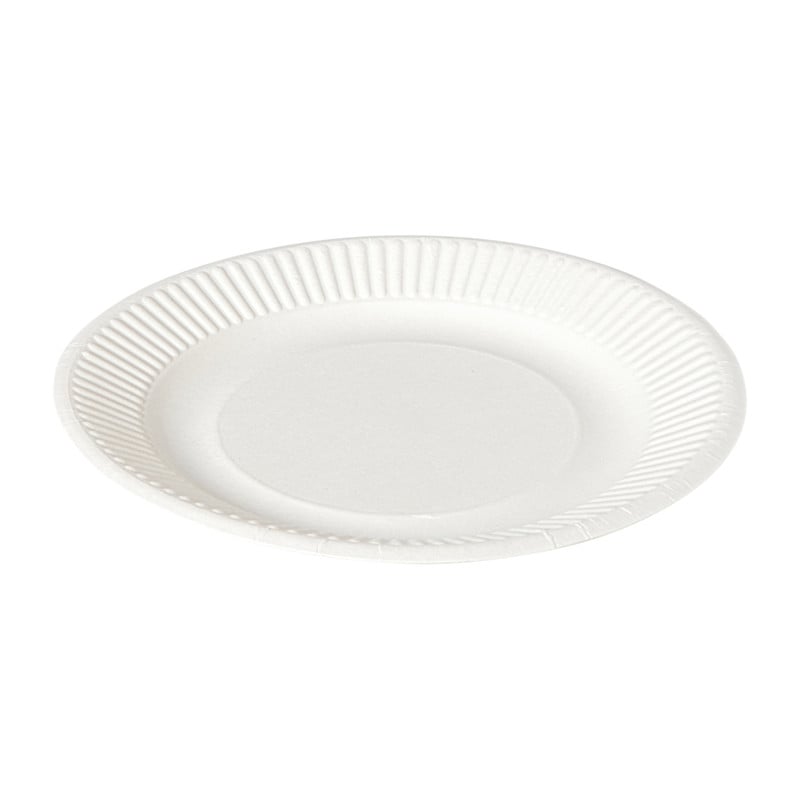 Bagasse bord - wit - &Oslash;18.5x2 cm