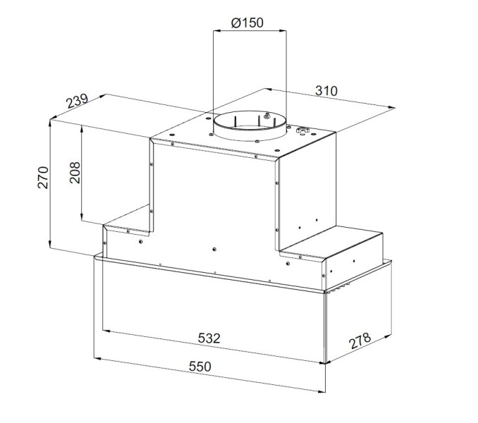 GLOBALO Okap podszafkowy 60cm RETIO 60.2 inox 525 m3/h *