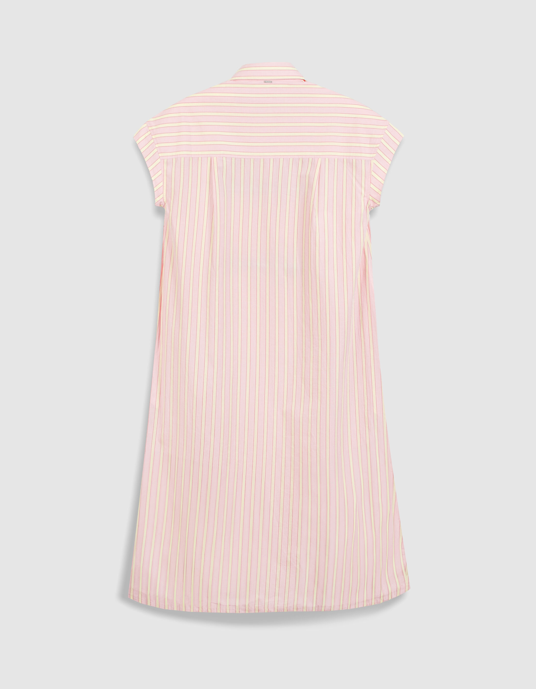 Robe chemise midi rose motif rayures Femme