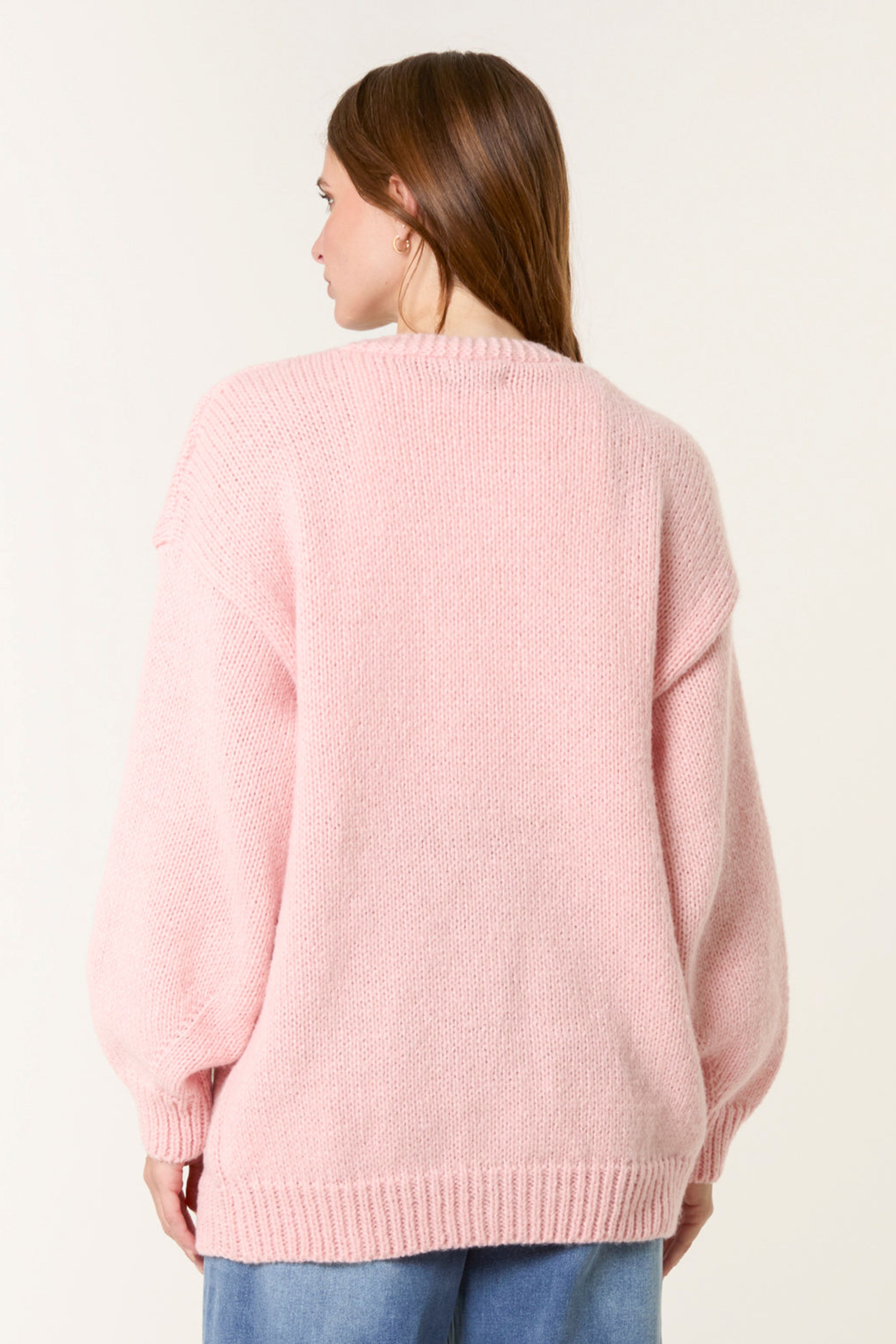 Blue Vanilla Pink Daisy Large Flower Cardigan