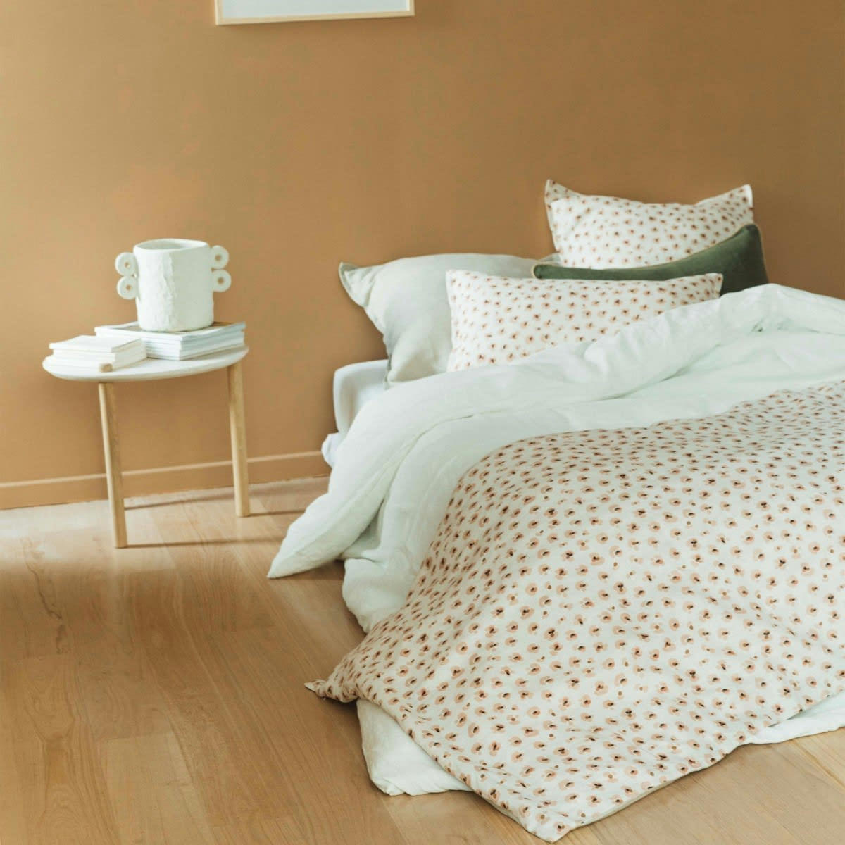 LES ESSENTIELS - Housse de couette fermeture boutons en lin lavé crème 260x240