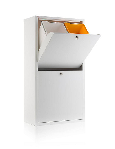 Meuble de tri EMI, 4 compartiments (80 L), blanc, design moderne et fonctionnel