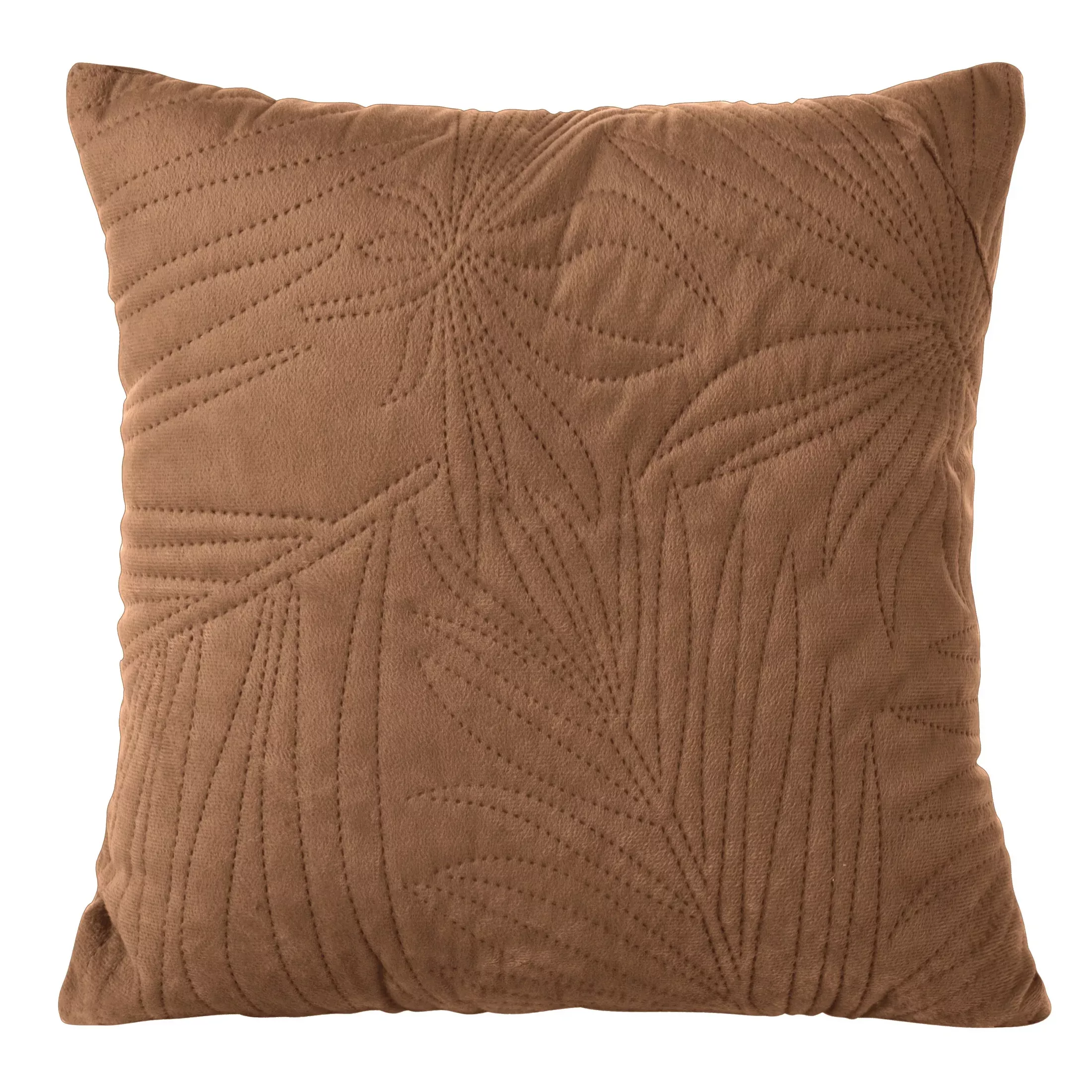 Poszewka na poduszkę 40x40 cm welwetowa ceglasta pikowana metodą hot press we wzór liści LUIZ 4 DESIGN 91