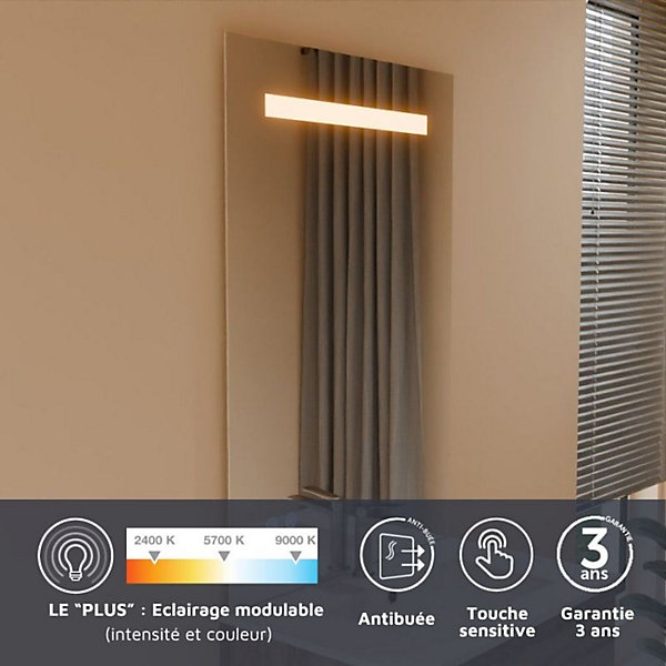 Miroir lumineux ELEG PLUS 70x105 cm - LED réglable, antibuée, interrupteur sensitif