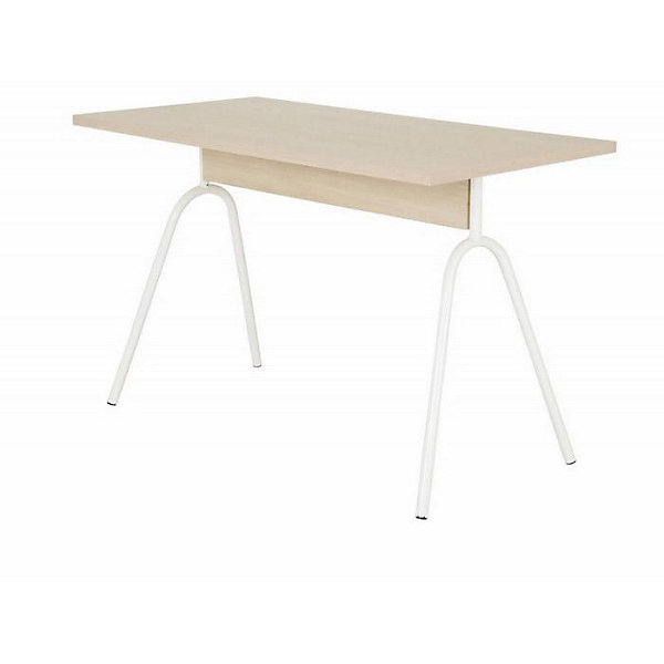 Bureau Pieds Métal Arc Chêne et Blanc L 120 H 75 P 60 cm - L 120 x l 60 x H 75 cm