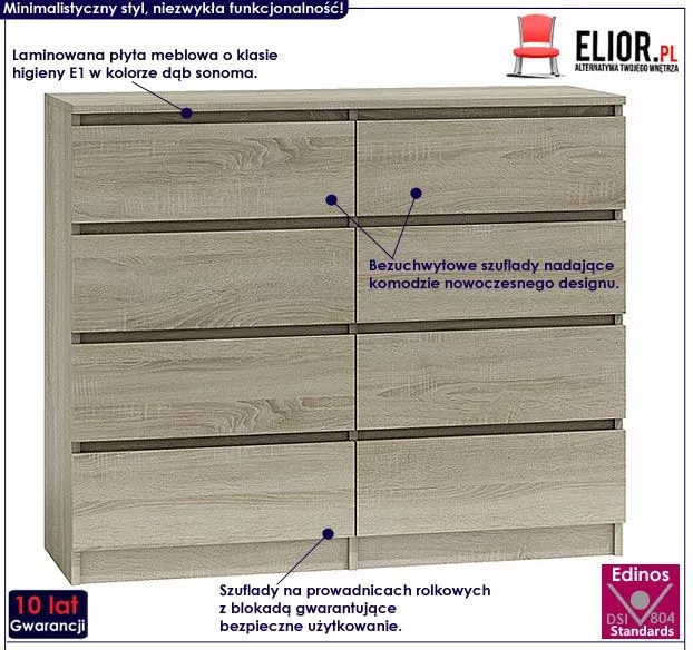 Komoda Syntia 2X 140 cm - dąb sonoma