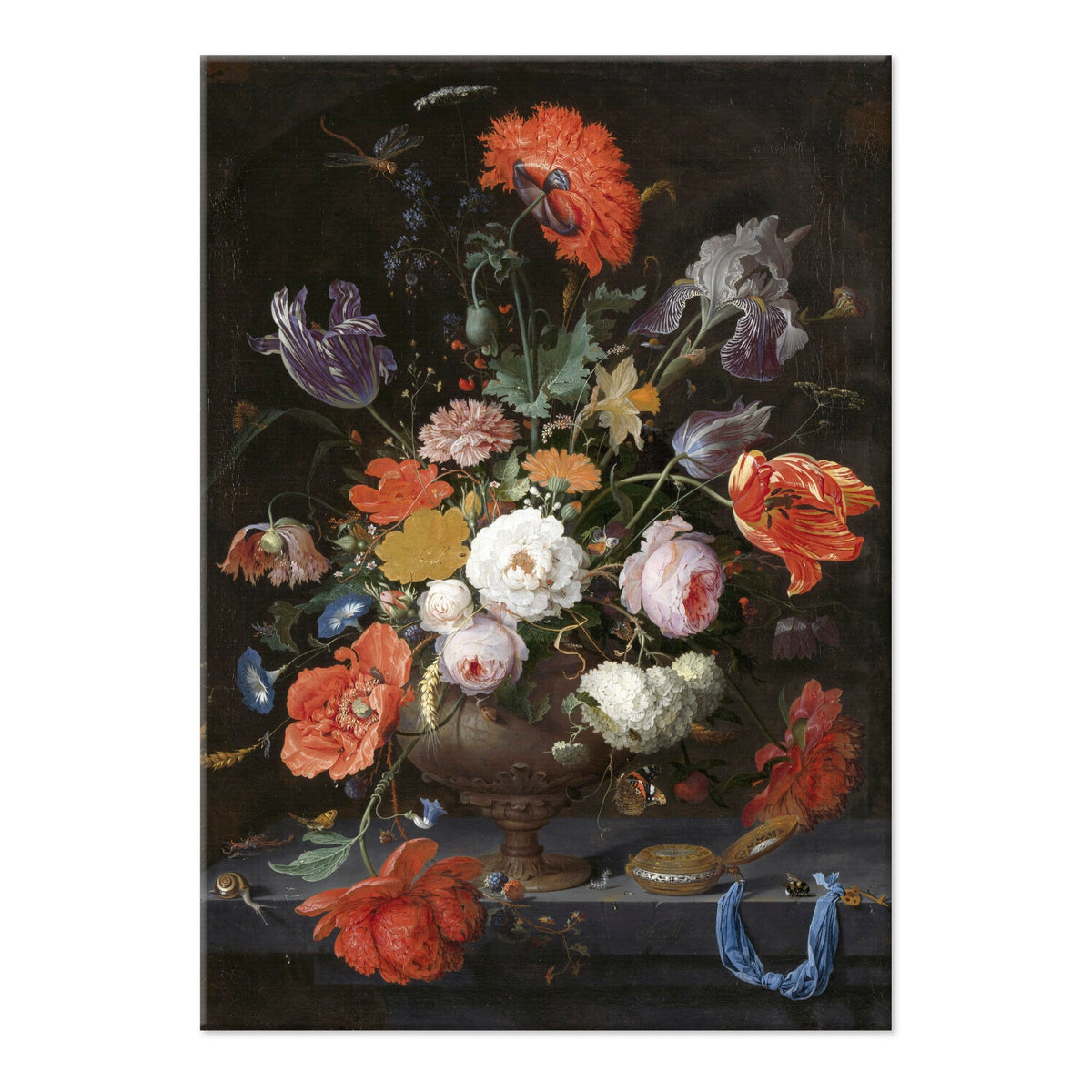 Art for the Home Canvas - Stilleven Bloemen en Horloge - 100x70cm