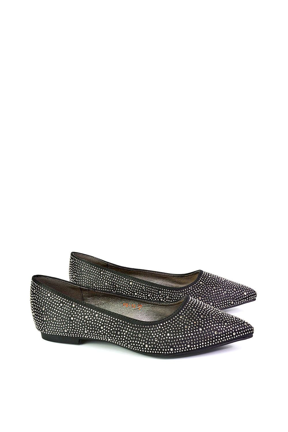 XY London Marshall' Bridal Shoes Flat Pointed Toe Sparkly Rhinestones Ballerina