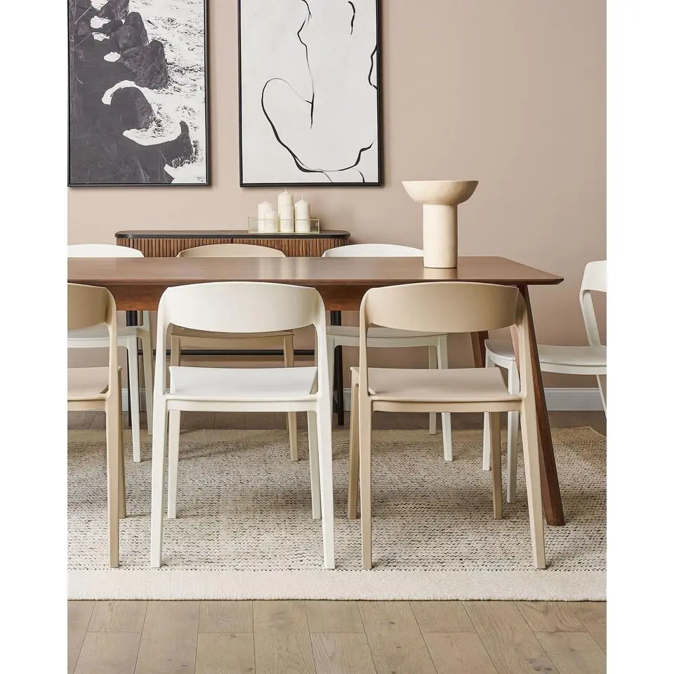SOMERS - Eetkamerstoel set van 2 - Beige - Plastic