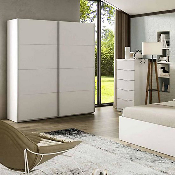 Armoire avec 2 portes coulissantes coloris blanc artik - Longueur 150 x Profondeur 60 x Hauteur 200 cm