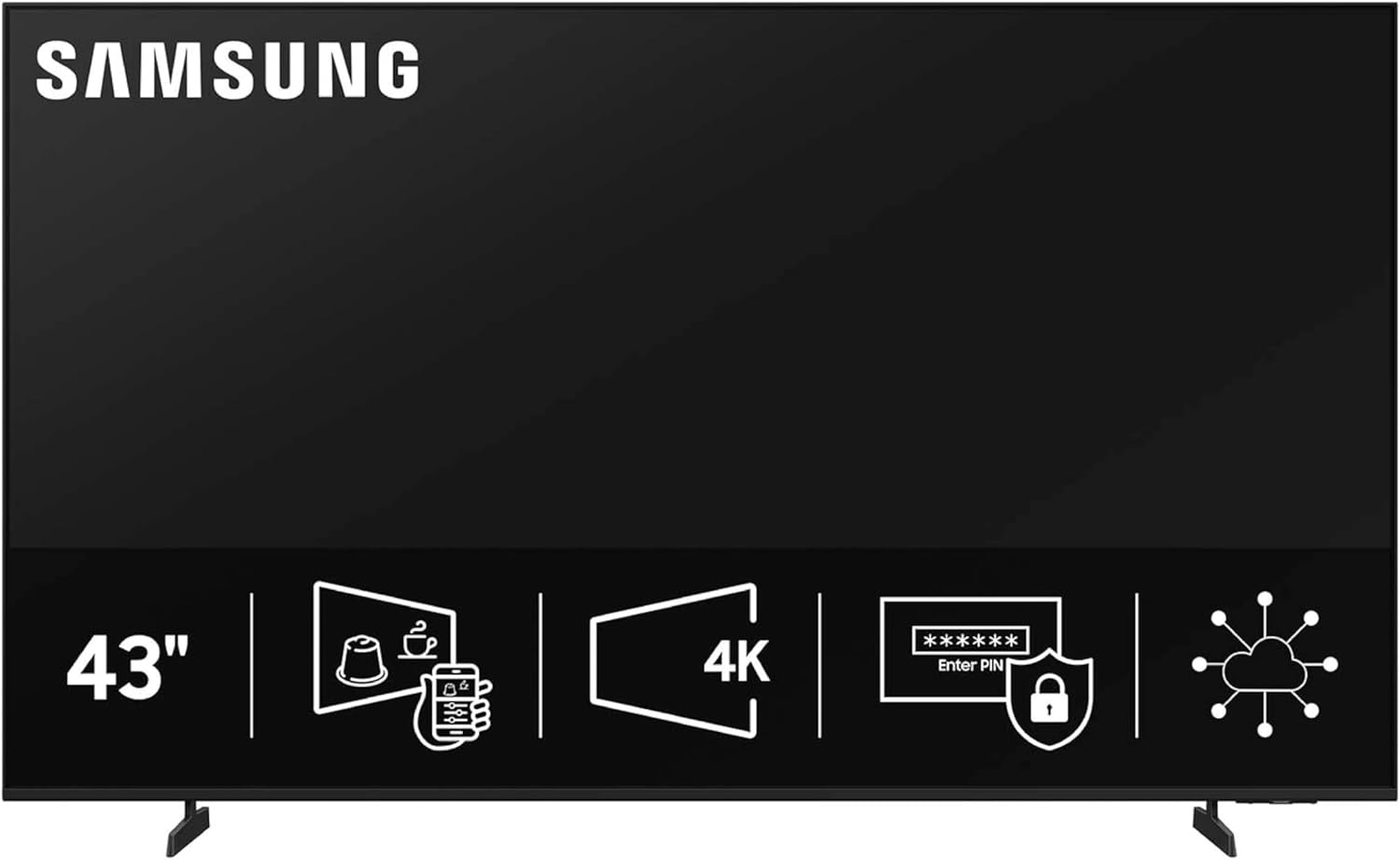 Samsung 43” 4K BEFX-H Business Pro TV  UHD Resolution  SmartThings Pro  High Dynamic Range  Sleek Design  VXT Compatible  LH43BEFHLGFXGO