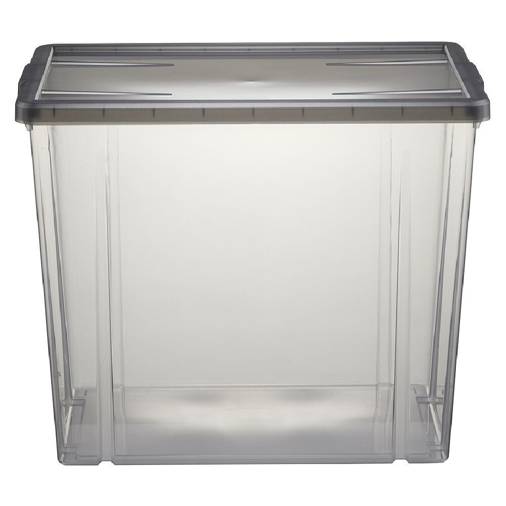 BoÎte de rangement ransparente avec couvercle gris 82L
