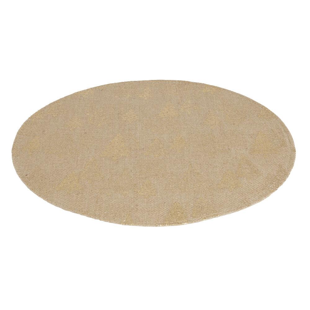 Set de table rond en jute naturel motifs sapins dorés Ø38cm