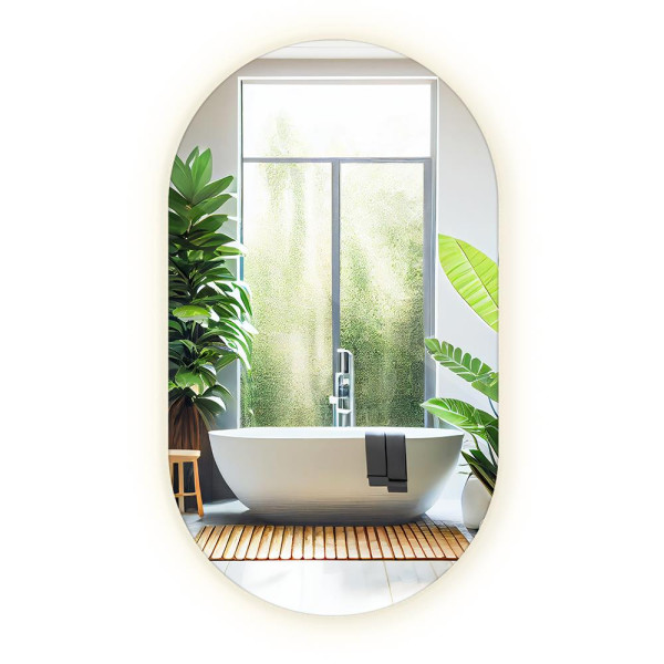 Lustro Owalne Led Premium Podświetlane do Łazienki 80x46 cm