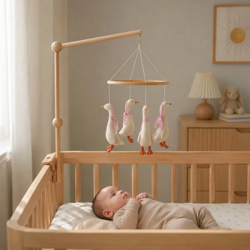 Duck Goose Baby Mobile | Neutral Nursery Decor | Flying Bird Crib Hanging | Boho Baby Mobile | Newborn Shower Gift