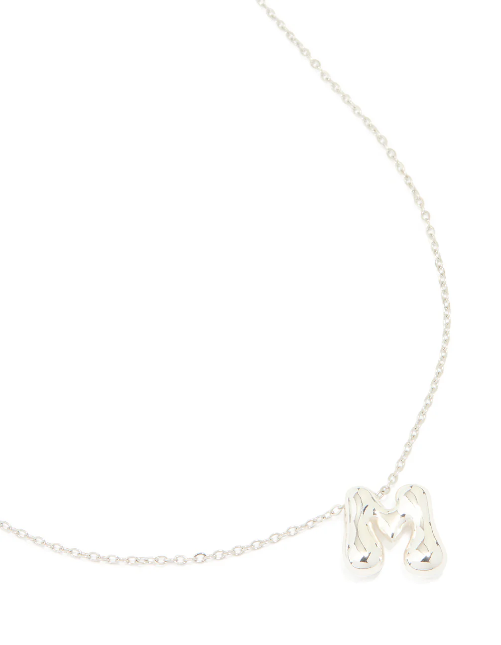 Waterproof Stainless Steel Large Bubble Letter M Necklace