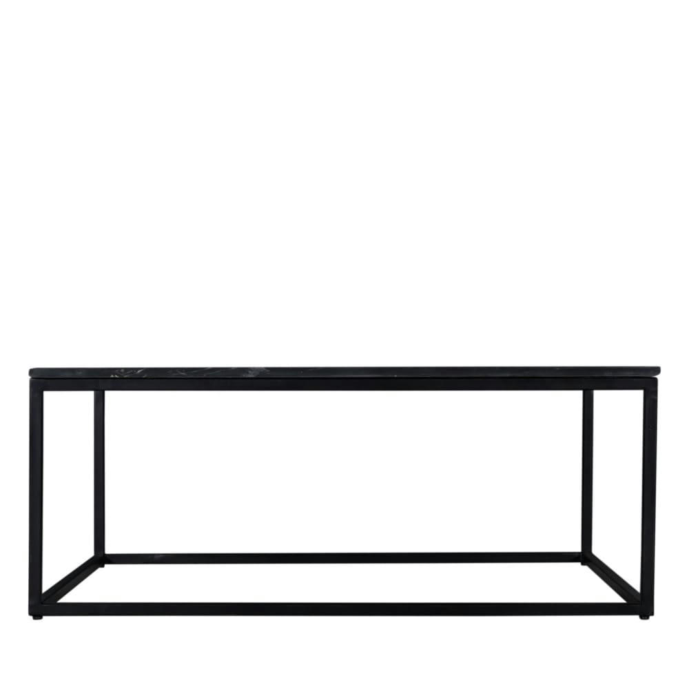 SAKU - Table basse carrée en marbre noir et métal 100x100cm noir