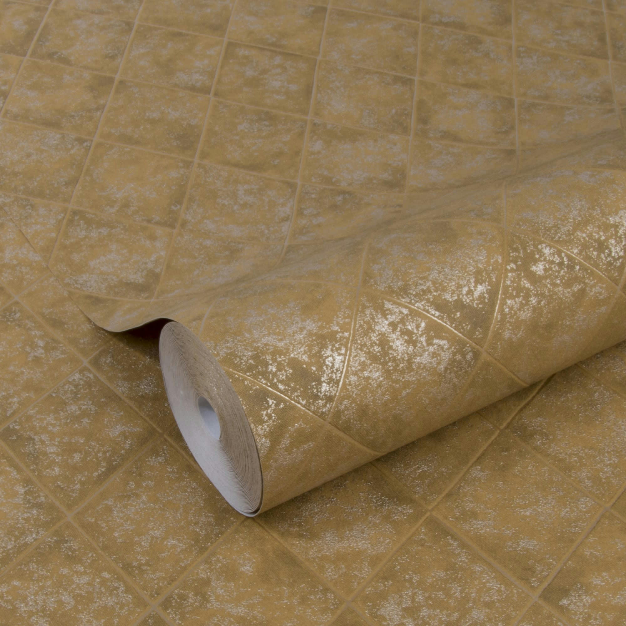 - Papier peint intissé losanges velours jaune 1005x52cm