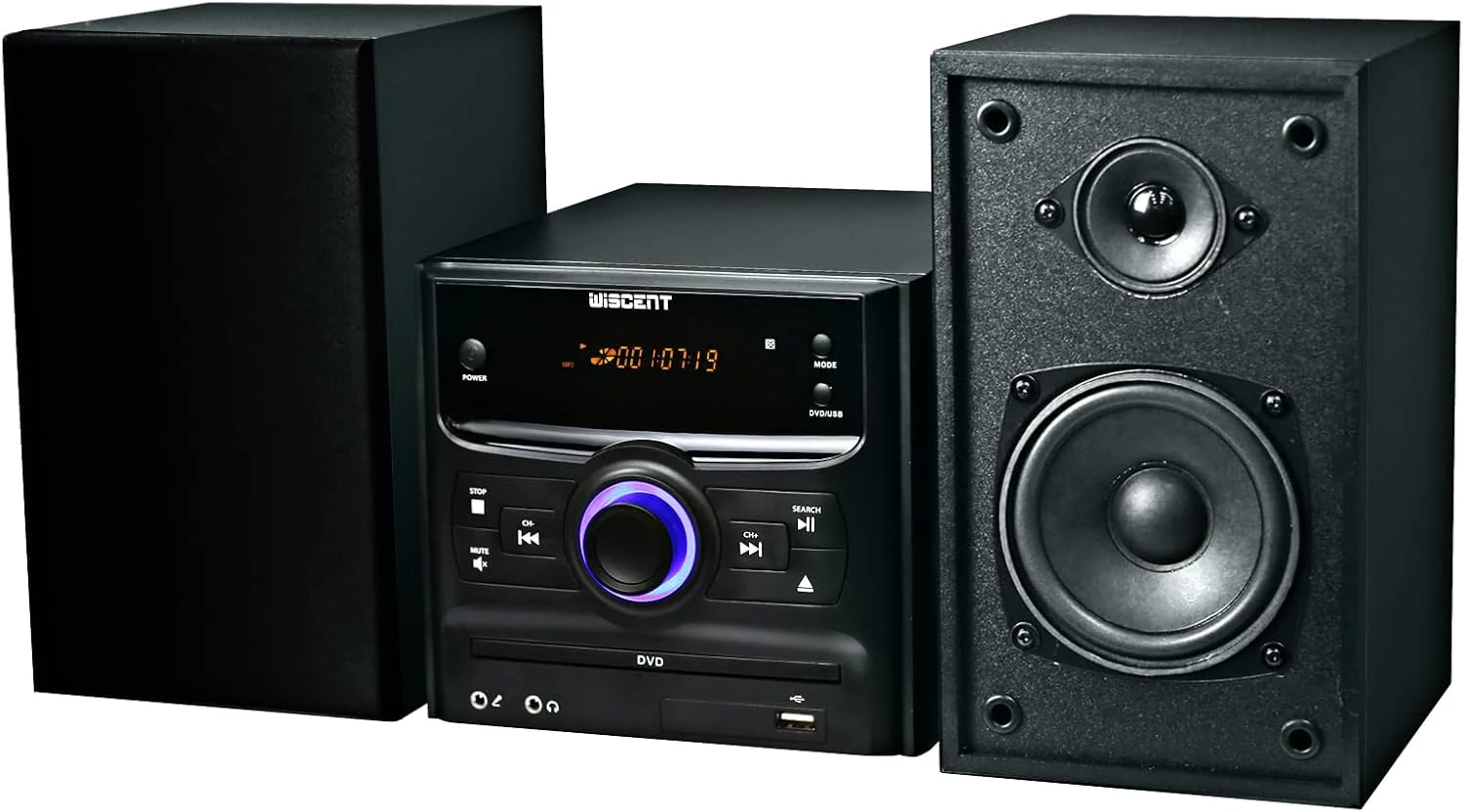 Bluetooth Stereo System, CD Player, Wireless Streaming, MP3, USB, Audio in, FM Radio, 30W, Micro Sound System