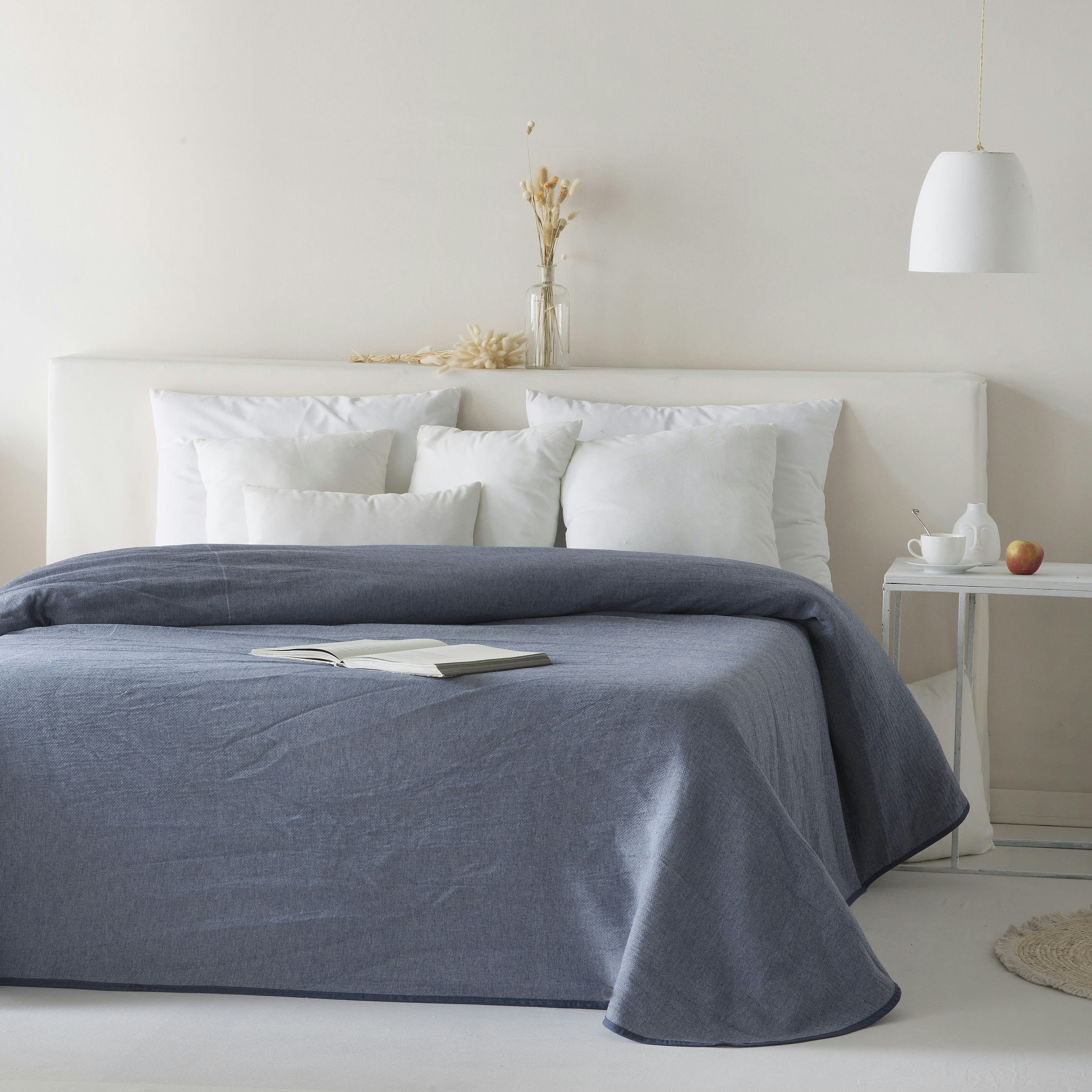 AURA - Couvre lit en coton jeans 250x270