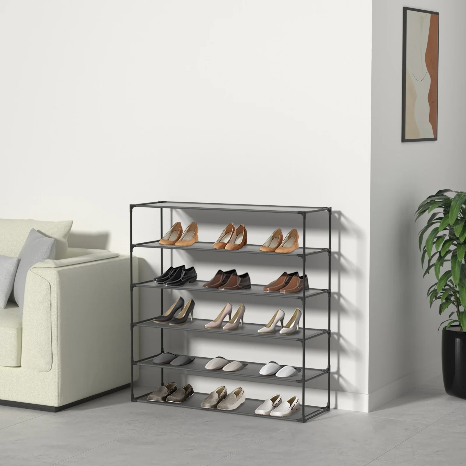 Modern Waterproof Shoe Rack Organizer Tower for Small Spaces Black