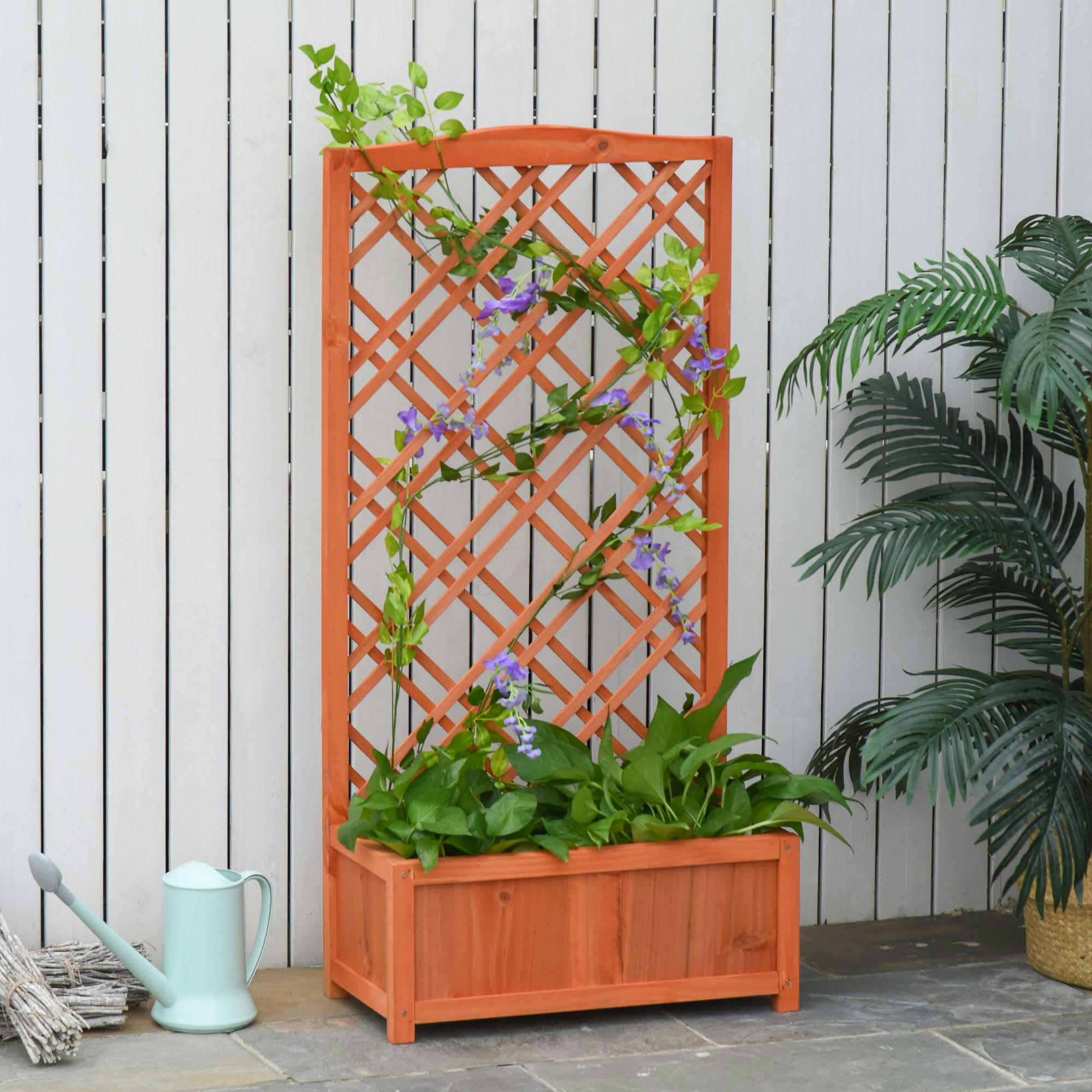 - Jardinière sur pieds avec treillis bois sapin pré-huilé