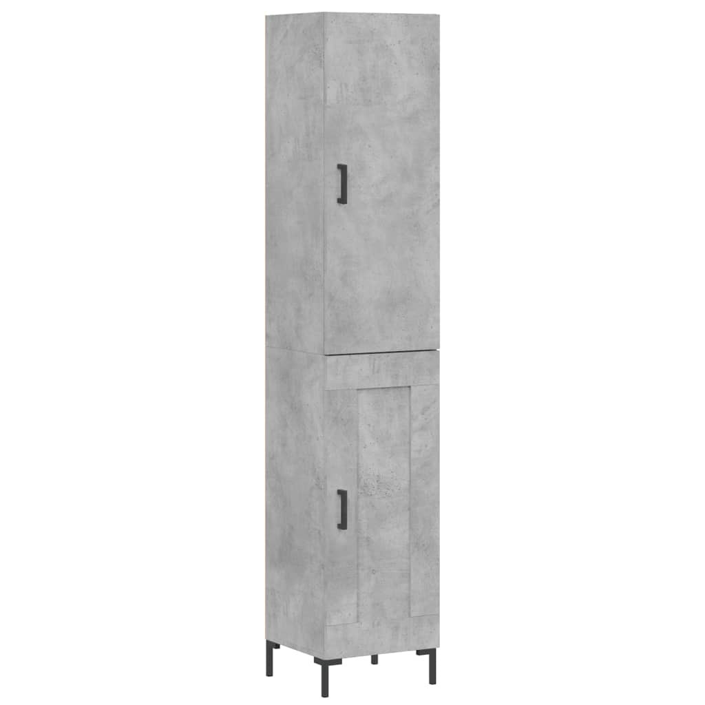 Szafka Komoda Regał Szara Beton z Drzwiami 34.5x34x180 cm do Salonu Pokoju