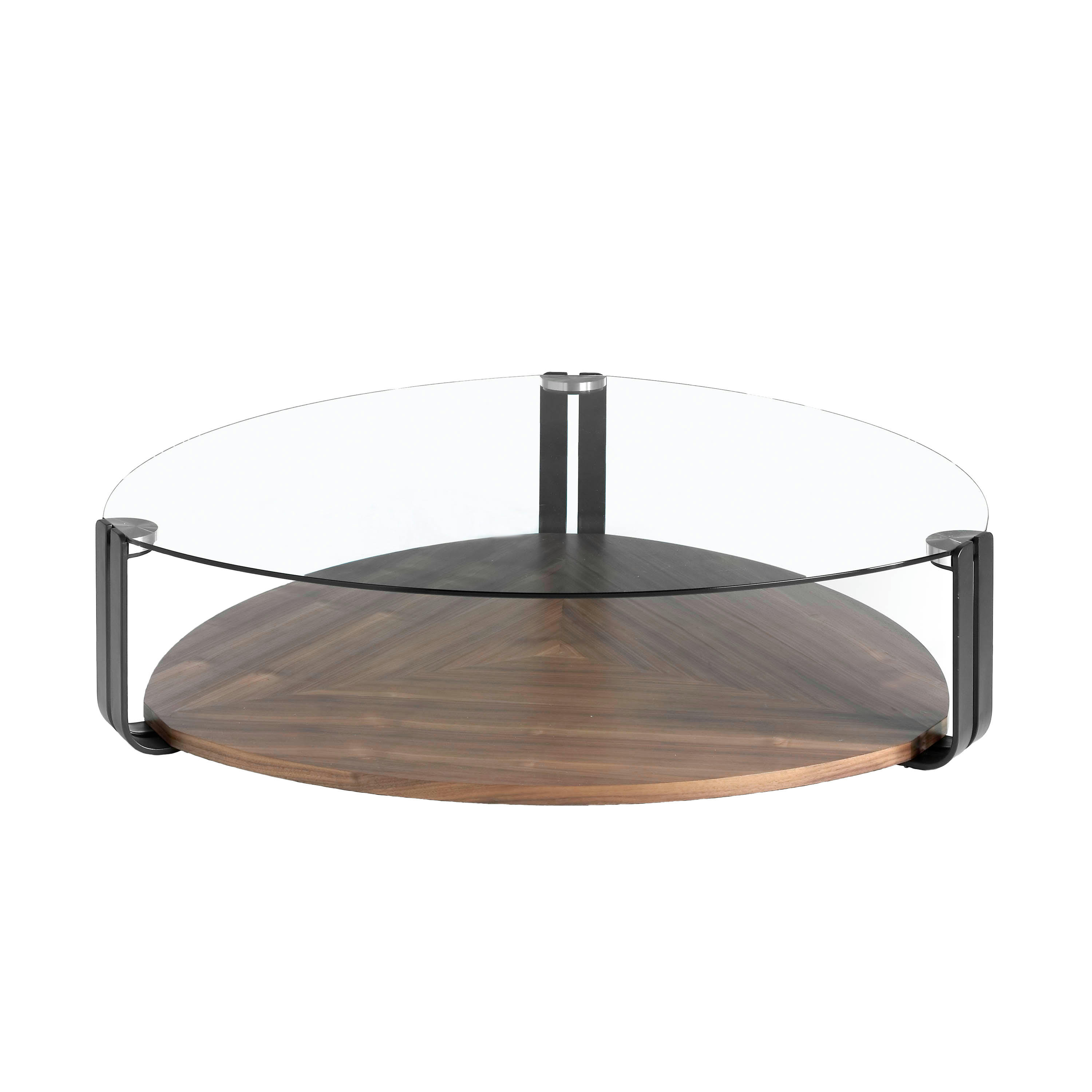 - Table basse effet bois noyer et verre