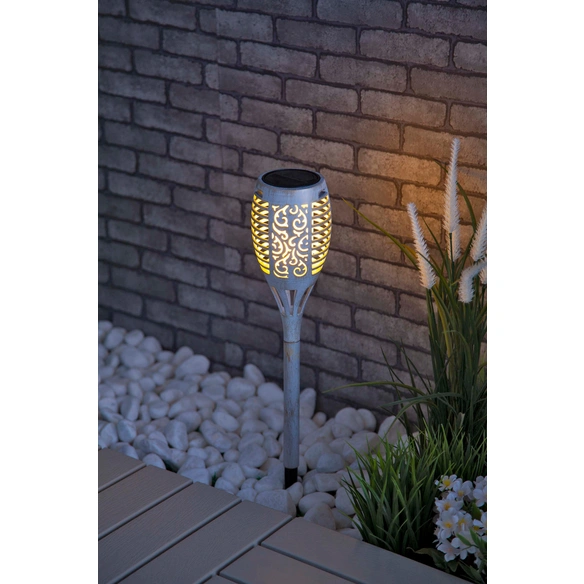 Solarfackel »HJÖRDIS«, H: 50 cm, Flammeneffekt, warmweiß, weiß gebürstet