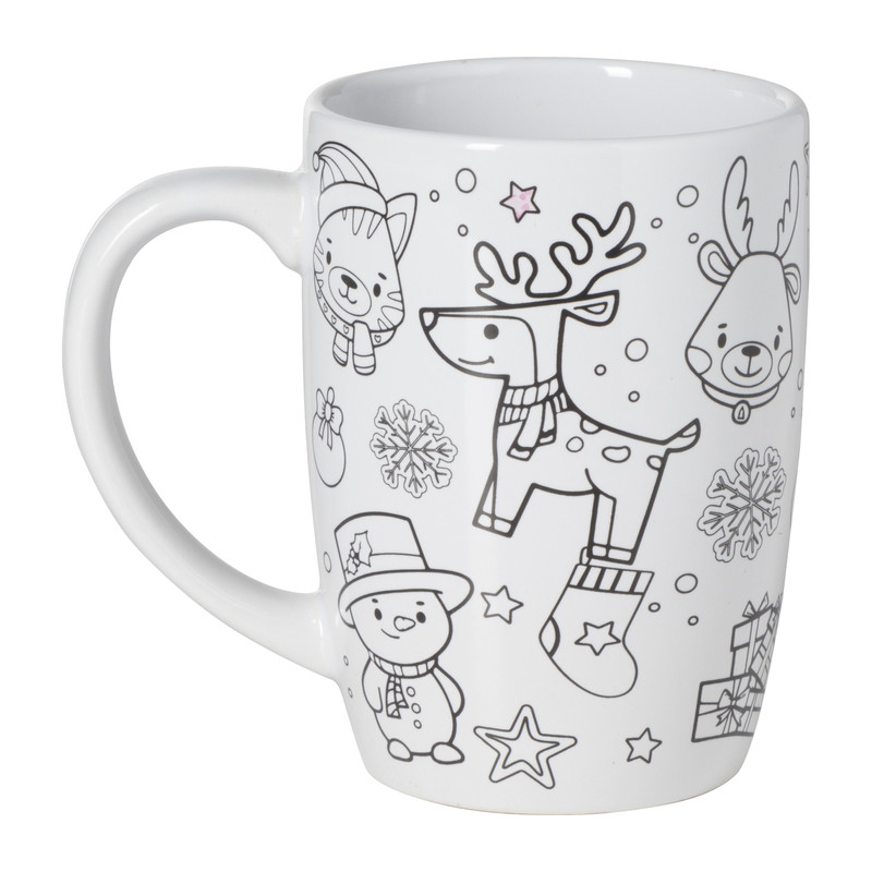 DIY kerstmok inkleur set - keramiek - &Oslash;8.9x12.3 cm