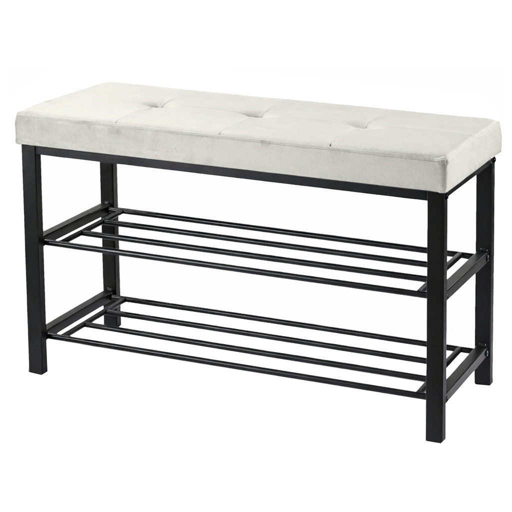 Ławka tapicerowana szafka na buty siedzisko loft 79 cm beż