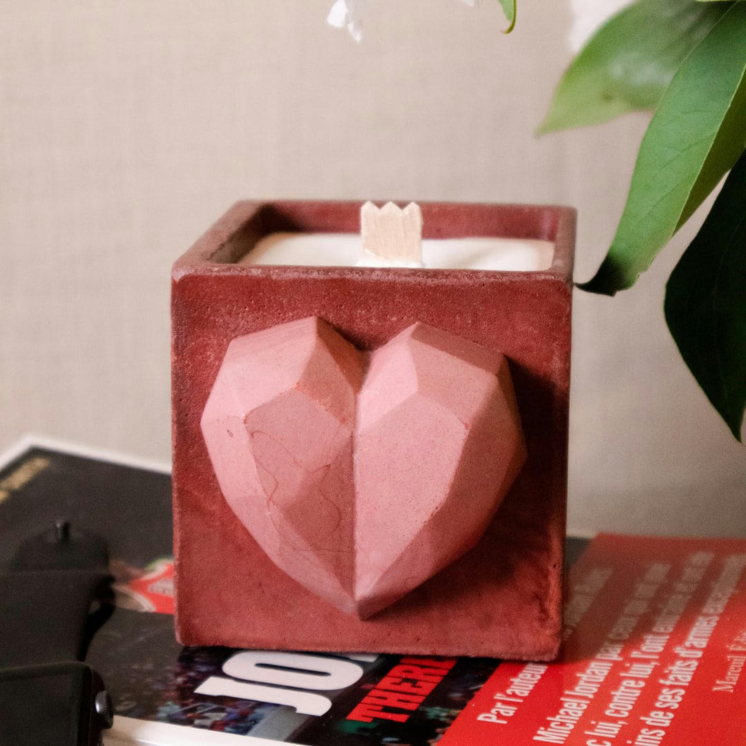 LOVE - Bougie en béton brique parfum fleur de figue