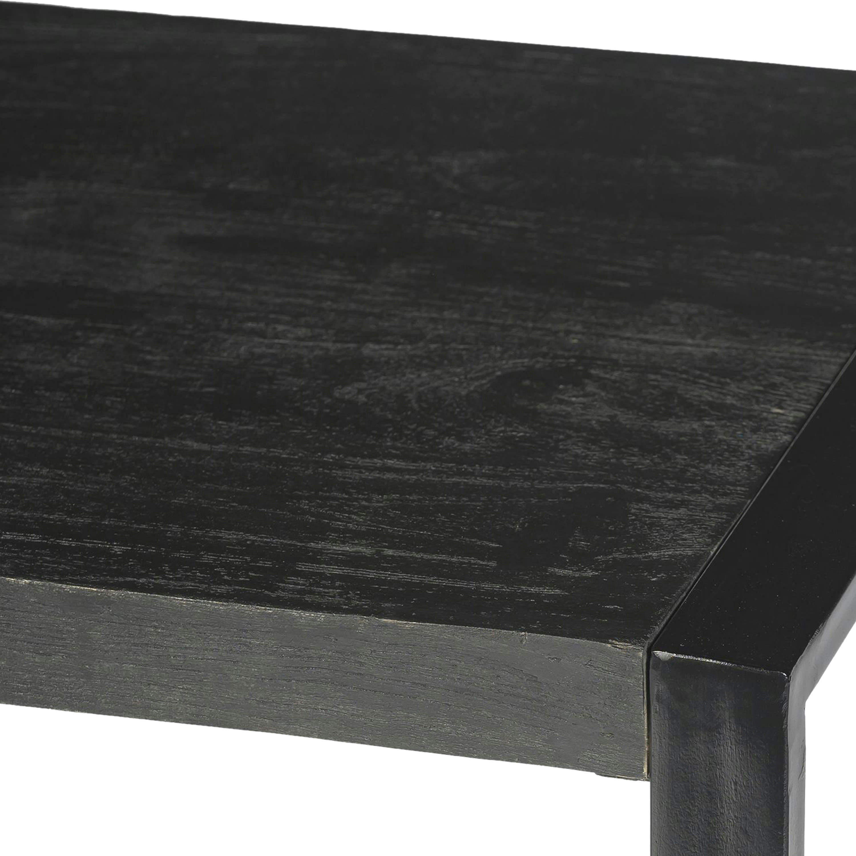 LUZ - LUZ-Table basse carrée 60x60 cm, bois de Manguier massif noir et métal