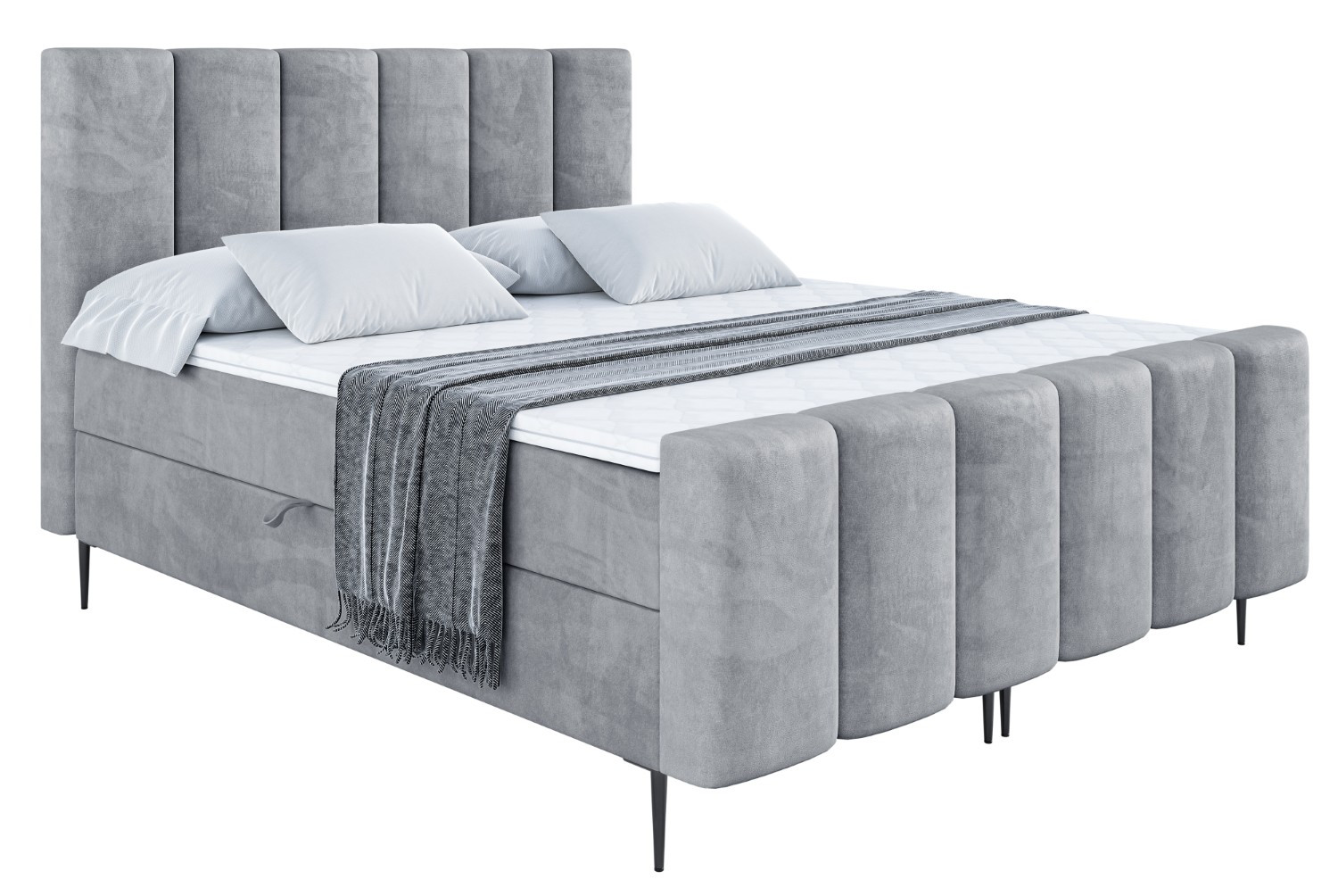 Łóżko kontynentalne - pojemnik, materac, nóżki BOXI1-FC-Z 120x200 cm