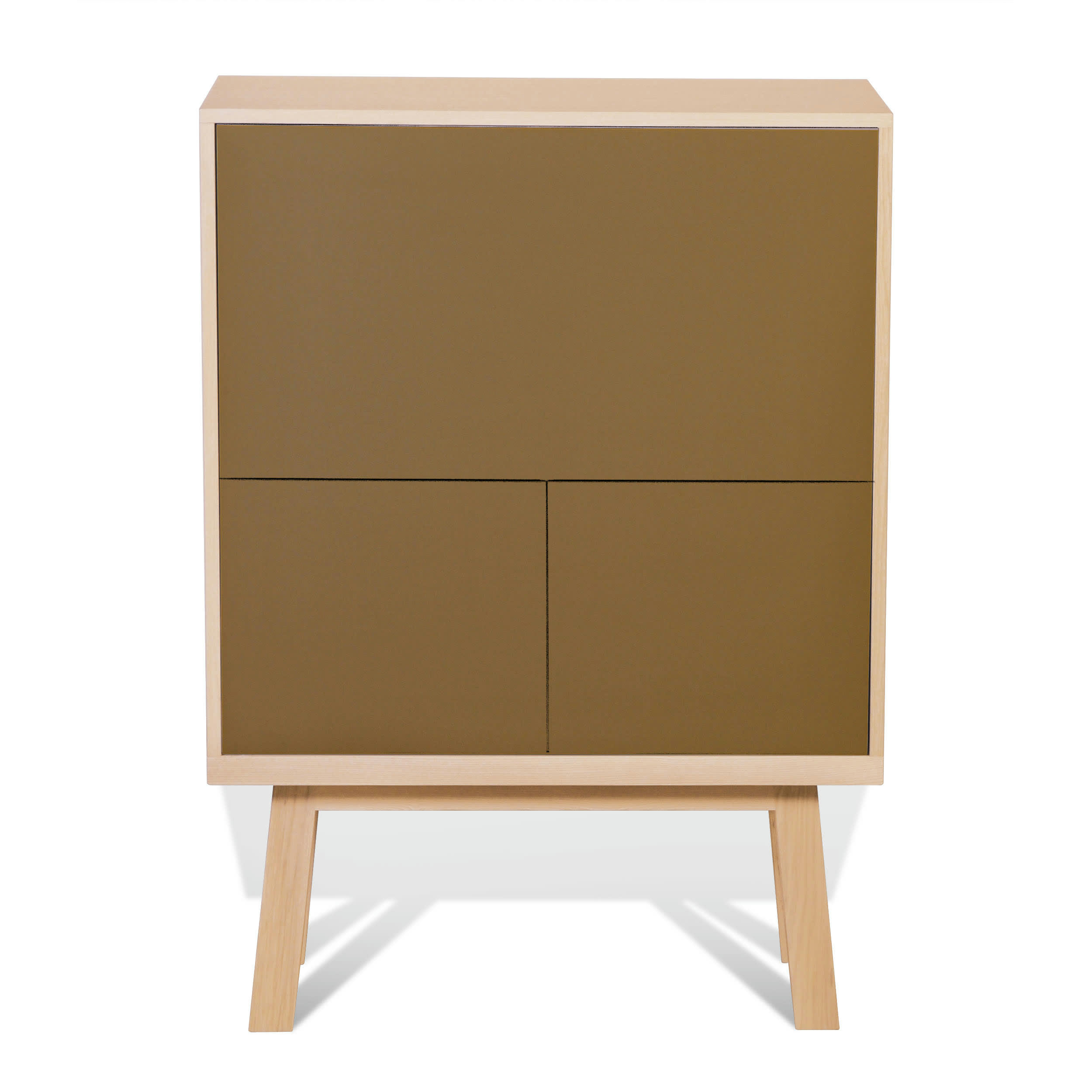 KUBE - Bureau secrétaire avec rangement de 90 cm de large, en frêne