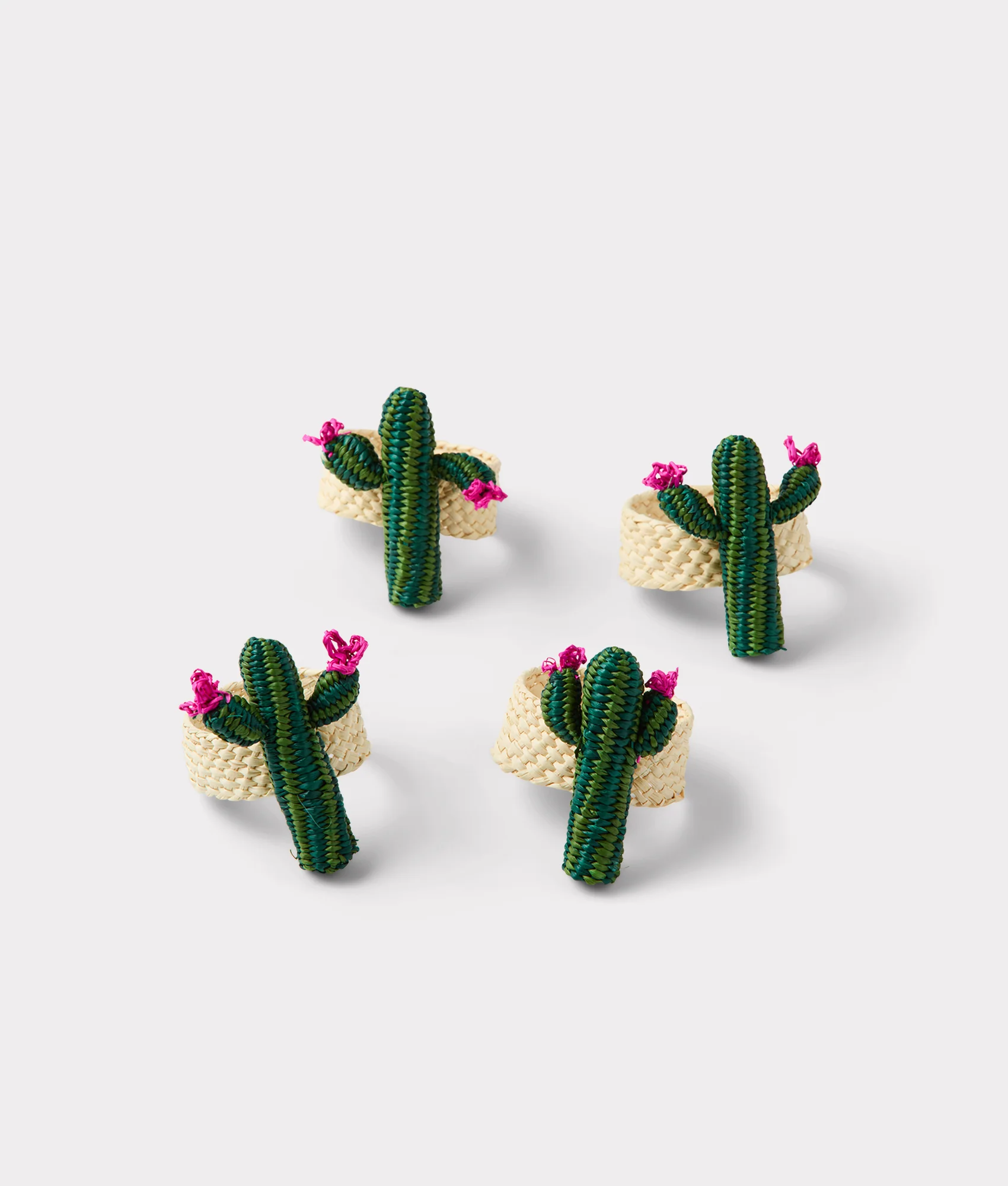 Cactus Flower Napkin Rings - Set of Four - Green
