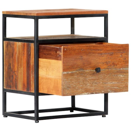 NNEVL Bedside Cabinet 40x30x50 cm Solid Reclaimed Wood and Steel