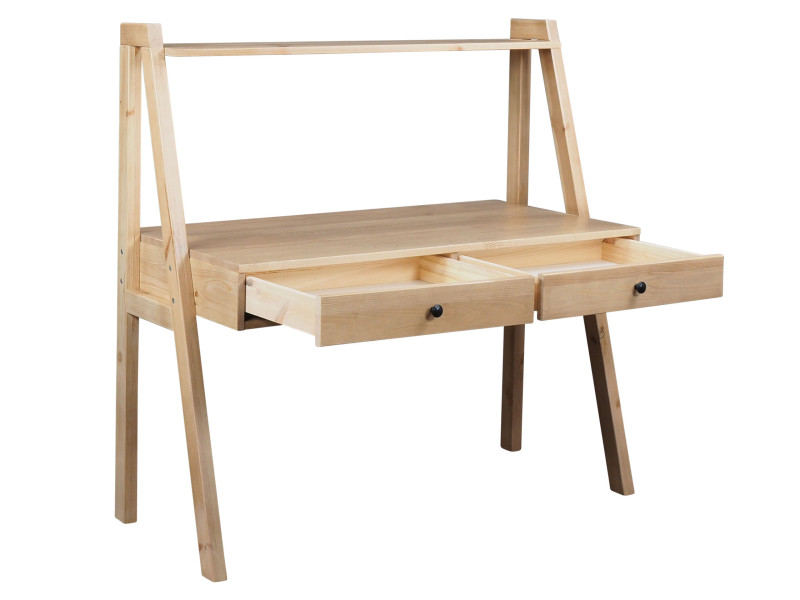 Biurko Shelf black drewniane z półką, kolor dębowy