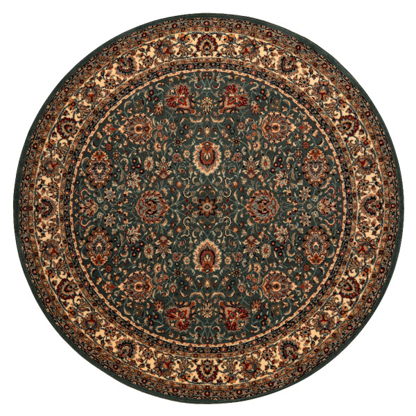 Dywan wełniany KASHQAI 4362 410 ornament zielony / beż koło 120 cm